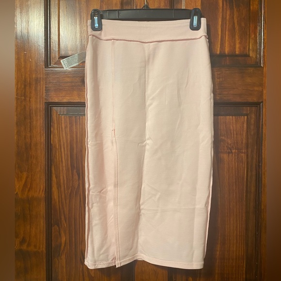 NWT Forever 21 F21 Light Pale Pink High-Slit Bodycon Midi Pencil Pull-On Skirt S - Picture 9 of 14